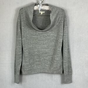 Eileen Fisher Cowl Neck Sweater Women's Medium Gray Knit 100% Cotton